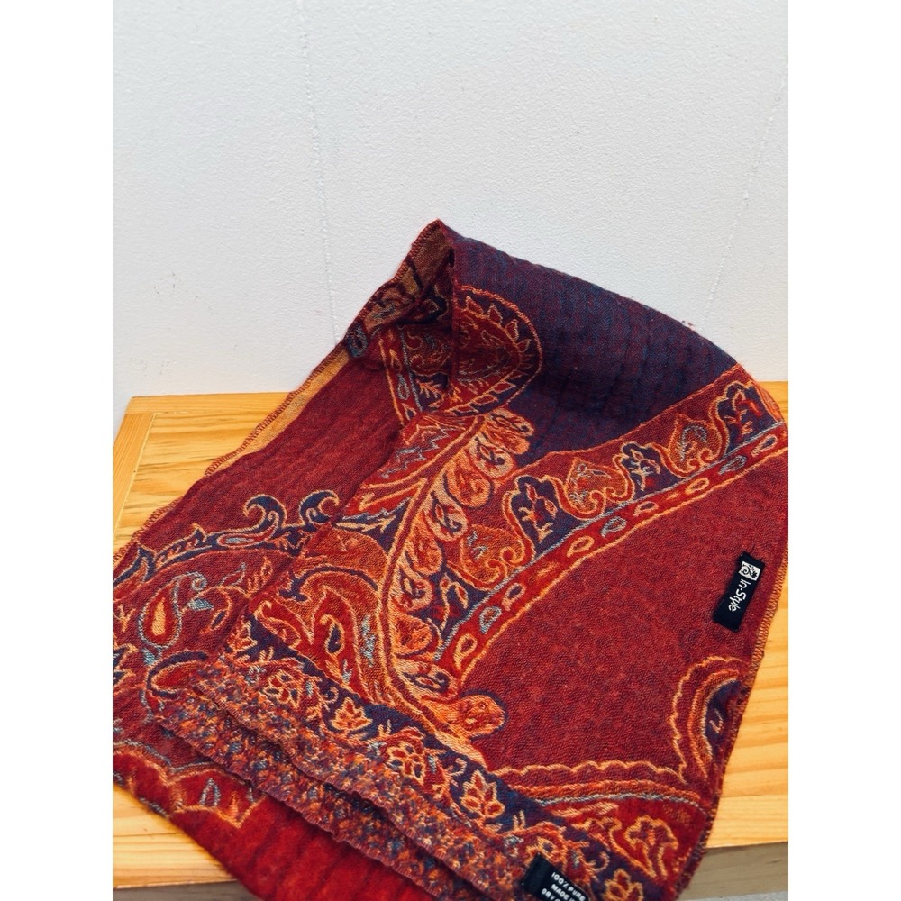 Wool Felted Scarf 100% Wool Vibrant Colored Paisley Made in‎ India 60"